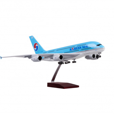 Hot Customize A380 Korean Air Passenger Aircraft Airplane  LED airplane model voice control passenger aircraft model 1:160 46cm